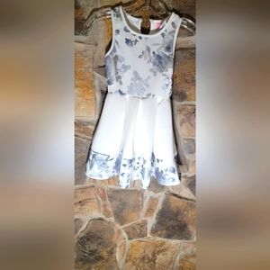 2 hip white floral silver kids dress